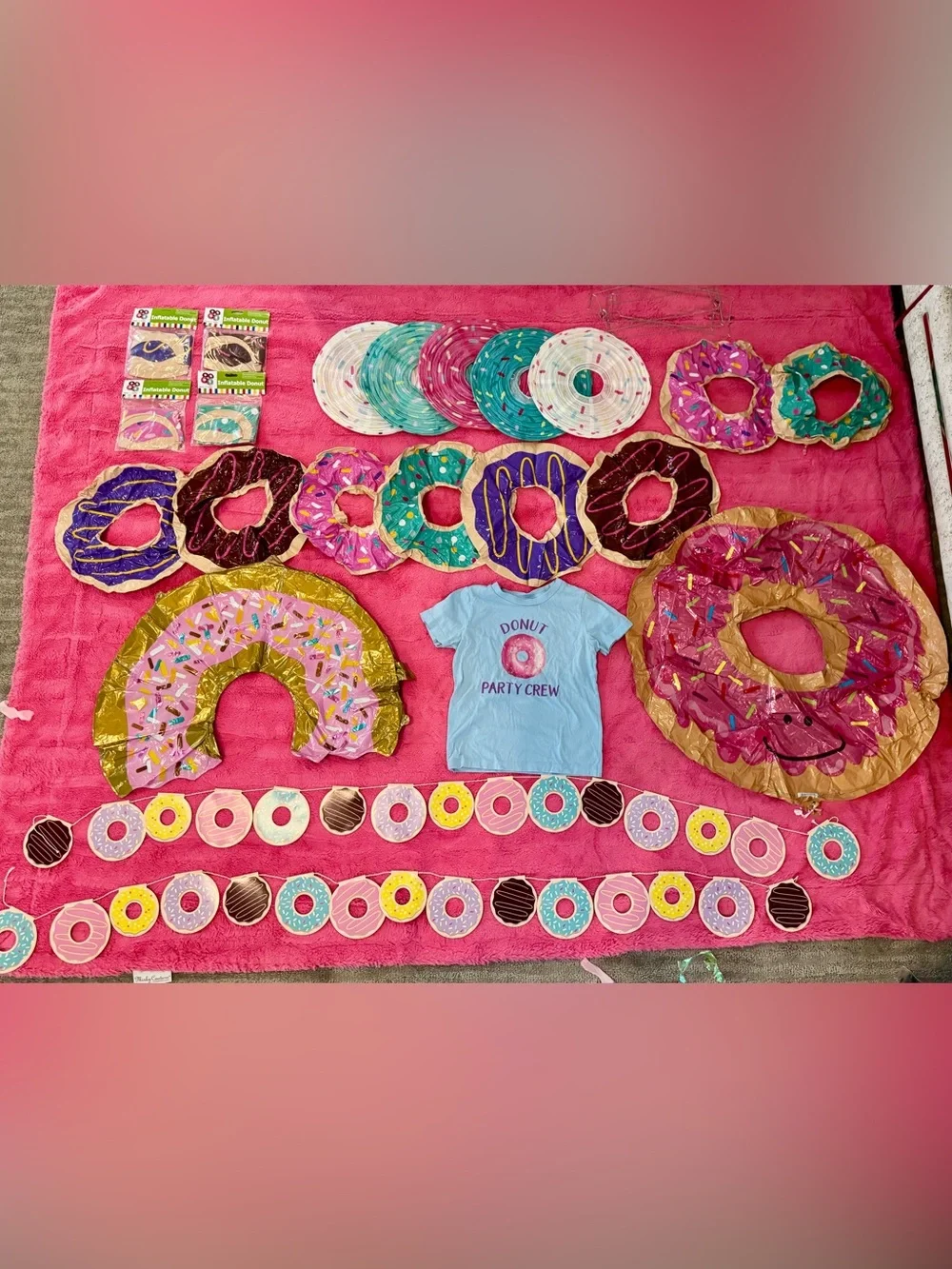 Donut Party Crew T-Shirt & Party Supplies - Blue, Pink, Purple